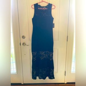 Black formal gown, full length NWT black with beautiful lace
